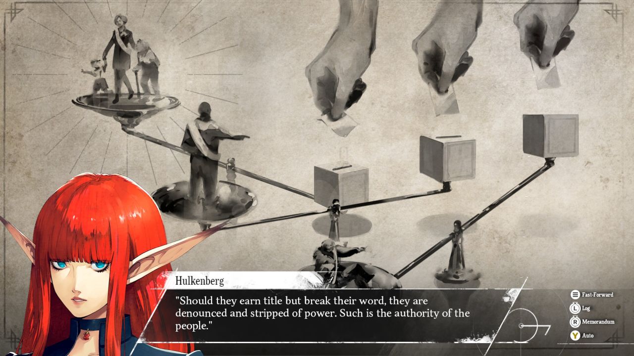 Hulkenberg reading a fantasy novel, reading a passage about how an elected leader can be deposed by the people if they break their word, thus authority is held by the people and not the rulers