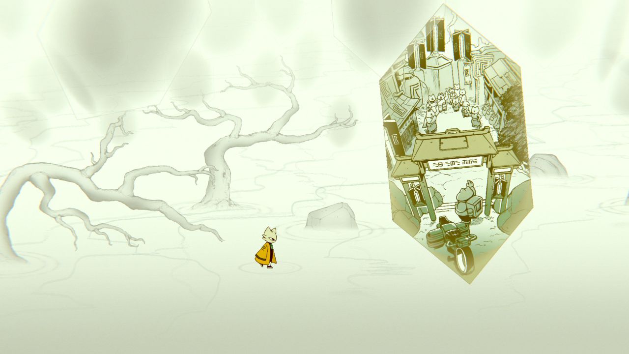 Nine Sols screenshot, the protagonist Yi walking in a vision