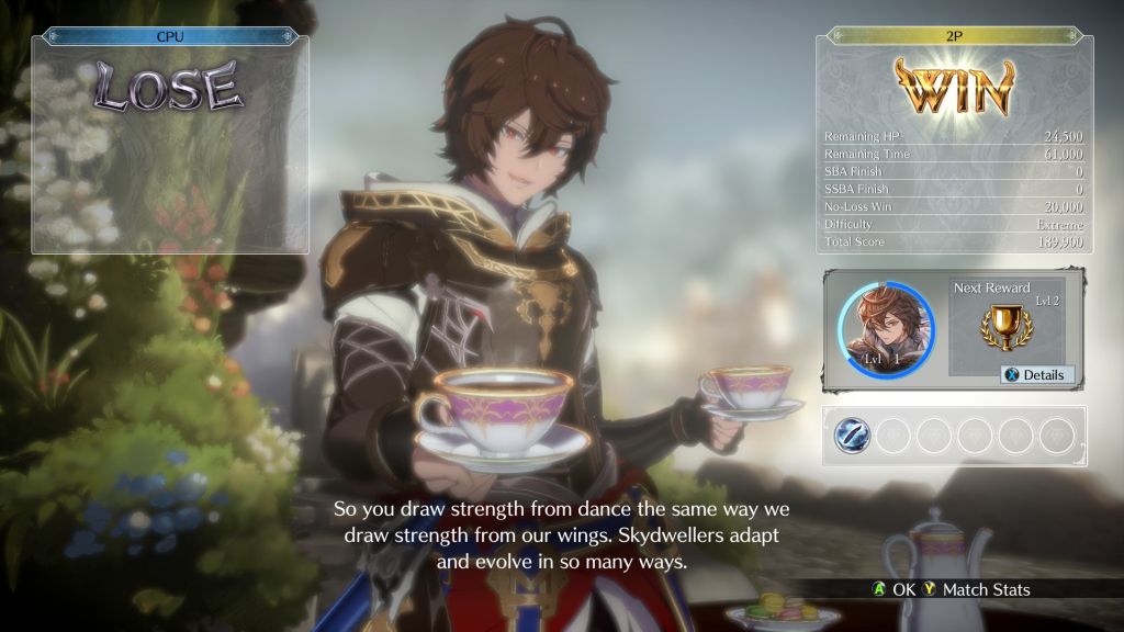 Granblue Fantasy Versus Rising screenshot, victory screen, feat Sandalphon