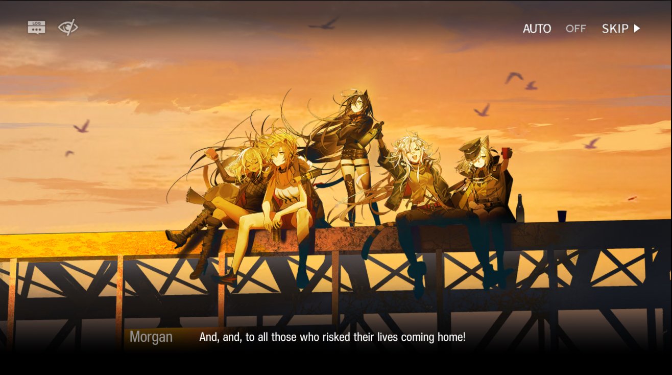 Siege and her friends watching the sunset. "And, to all who risked their lives coming home!"
