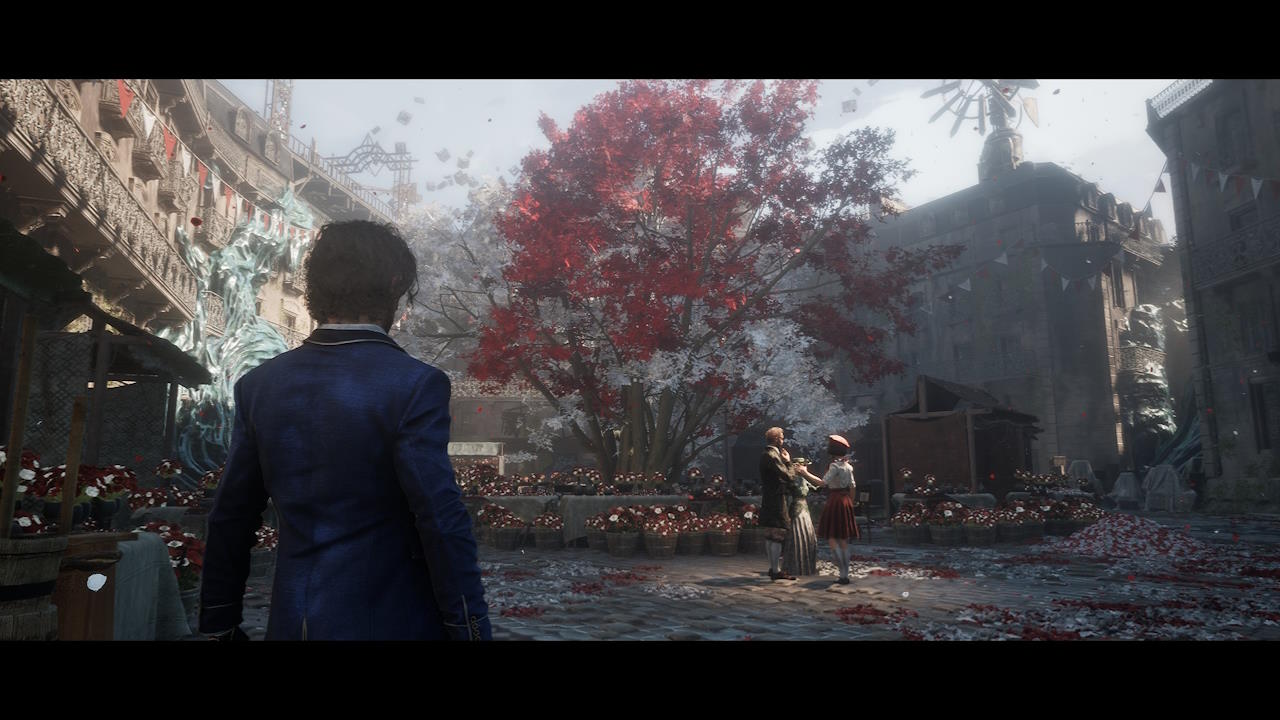 One of the early cutscene in Clair Obscur: Expedition 33, showing Gustav in his dress shirt, in Lumiere before shit hit the fan.